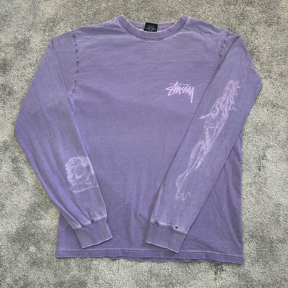 Stussy Other - Stussy Medusa T-Shirt Men Medium Purple Long Sleeve Distressed Faded Streetwear
